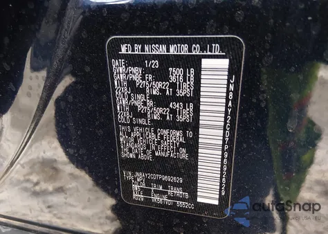 2023 Nissan Armada Platinum 4Wd z USA, uszkodzony, nr VIN JN8AY2CD7P9692629